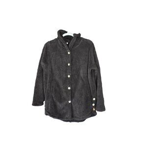 Women's No Brand Super Soft Black Button up Hoodie with Pockets 4XL